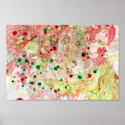 Abstract Art Green Pink Red Yellow Modern Colorful Poster