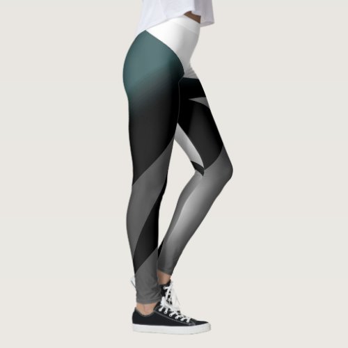 Abstract Art Grey Black White Leggings