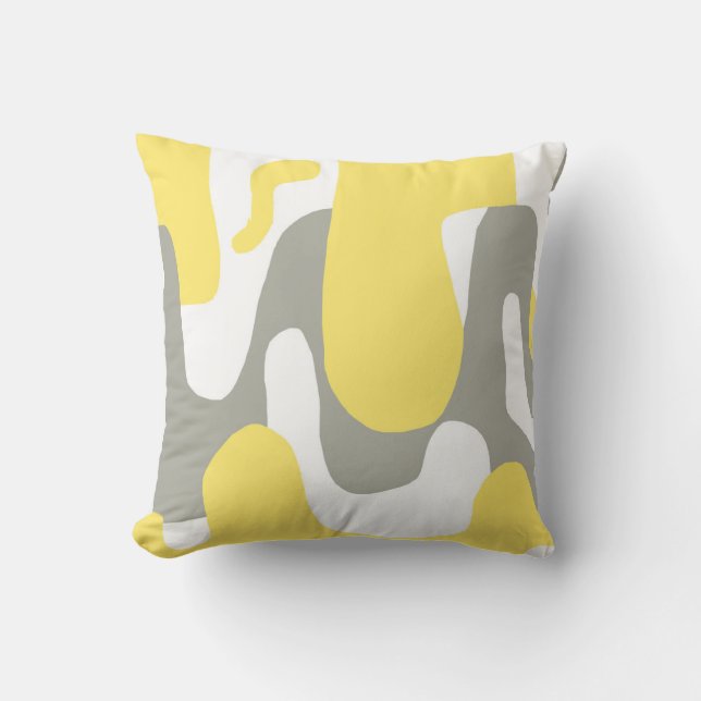 Abstract Art Grey White Yellow Pastel Throw Pillow (Front)
