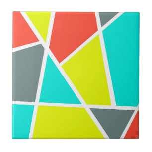 Abstract Art Grey Yellow Coral Minimalism Ceramic Tile