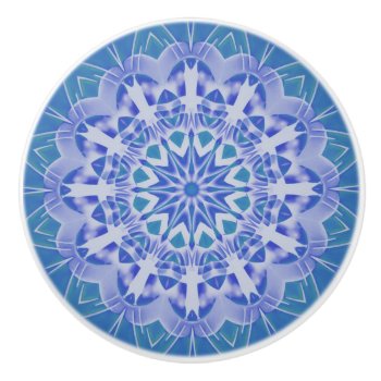Abstract Art Handpainted Blue Teal Mandala Ceramic Ceramic Knob by NinaBaydur at Zazzle