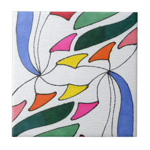 Abstract art inspired by whirl a gig bright colors ceramic tile