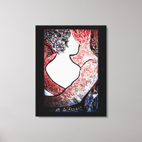 Abstract Art Interracial couple in loving embrace Canvas Print