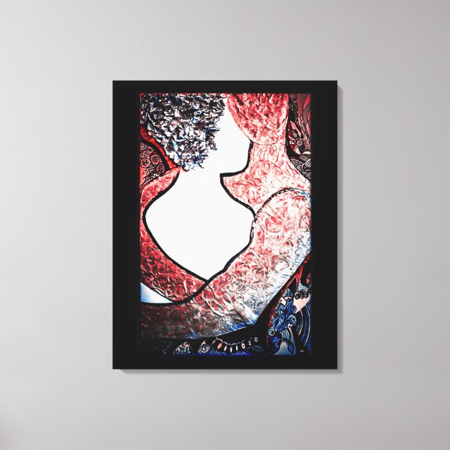 Abstract Art Interracial couple in loving embrace Canvas Print (Front)