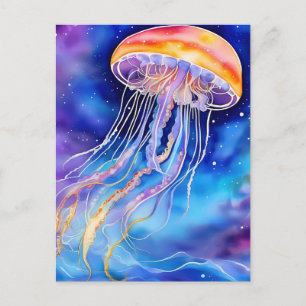 Abstract art jellyfish postcard