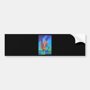 Abstract Art Junk Boat Against Deep Blue Sky Bumper Sticker