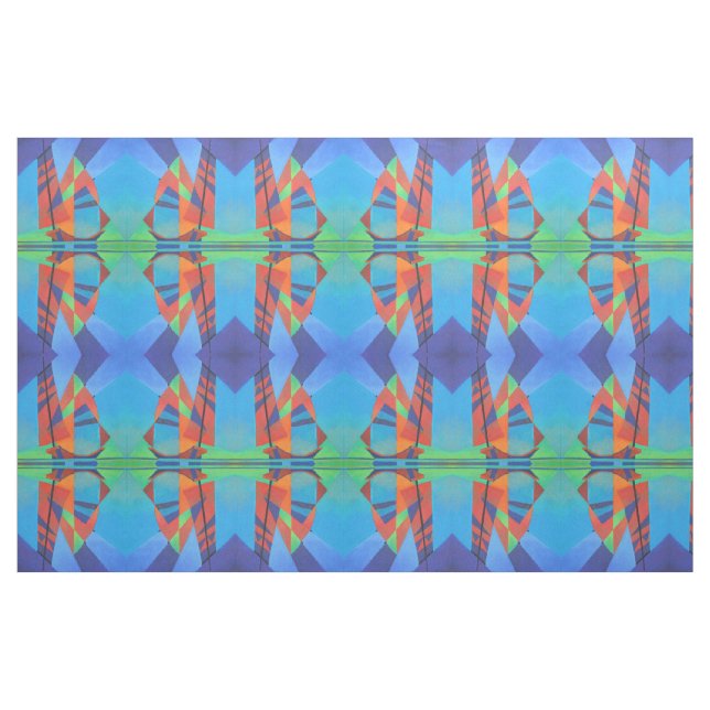 Abstract Art Junk Boat Against Deep Blue Sky Fabric (Fat Quarter)