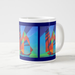 Abstract Art Junk Boat Against Deep Blue Sky Giant Coffee Mug