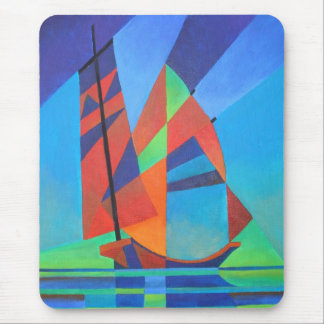 Abstract Art Junk Boat Against Deep Blue Sky Mouse Pad