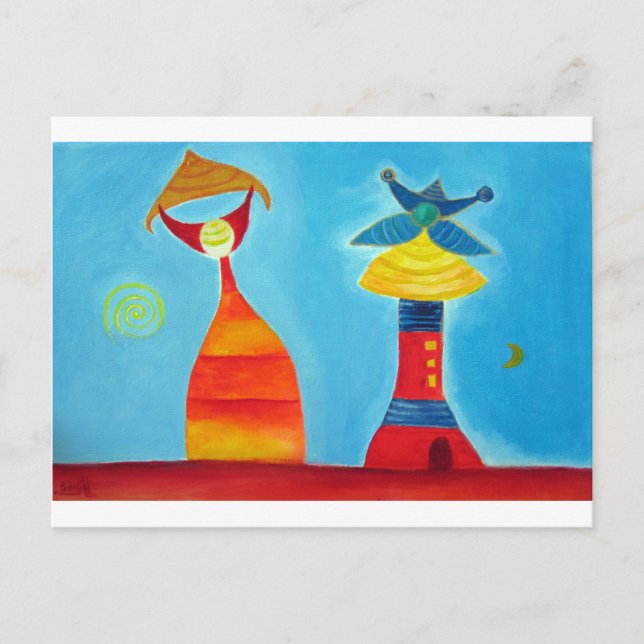 Abstract Art King Queen  Art Postcard (Front)