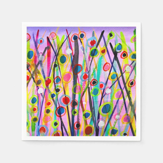 abstract art landscape colorful watercolor napkins (Front)