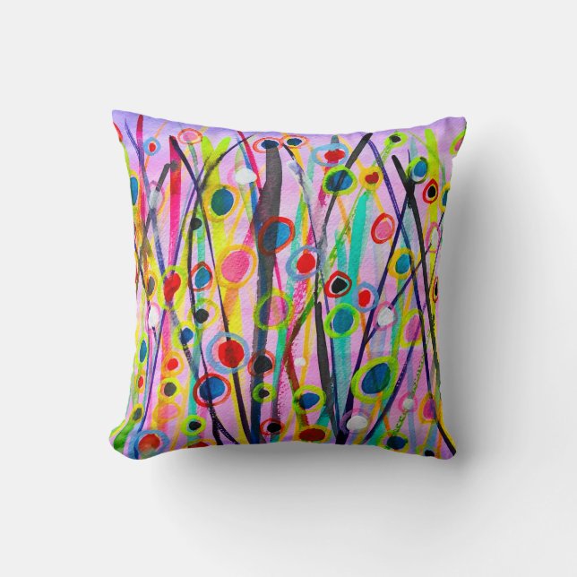 abstract art landscape colorful watercolor throw pillow (Front)