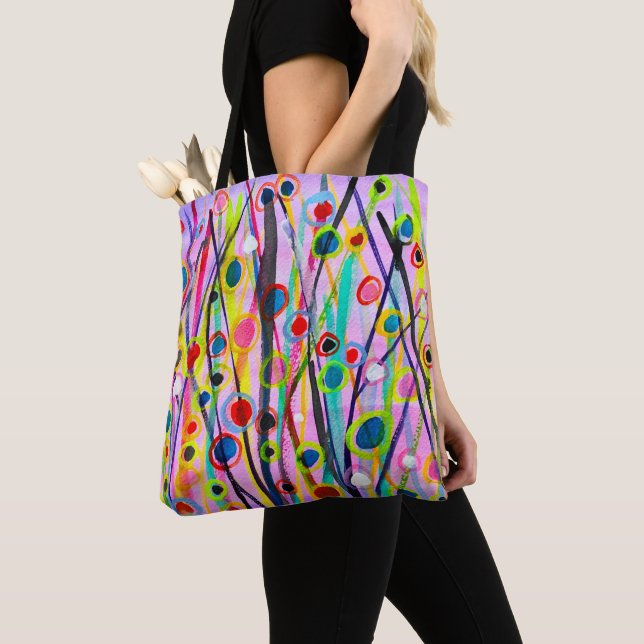 abstract art landscape colorful watercolor tote bag (Close Up)