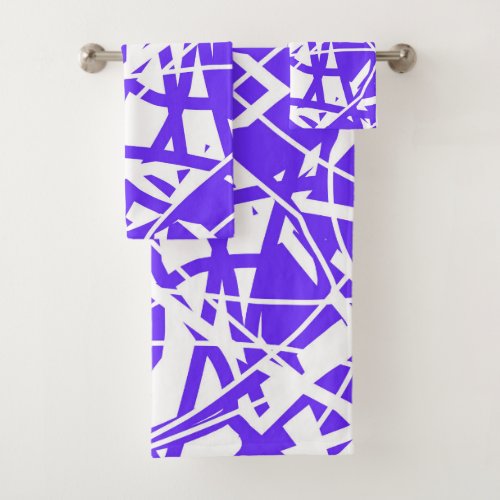 Abstract Art Lavender Blue Purple White Minimalism Bath Towel Set