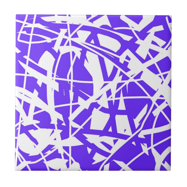 Abstract Art Lavender Blue Purple White Minimalism Ceramic Tile (Front)