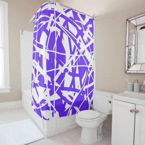 Abstract Art Lavender Blue Purple White Minimalism Shower Curtain