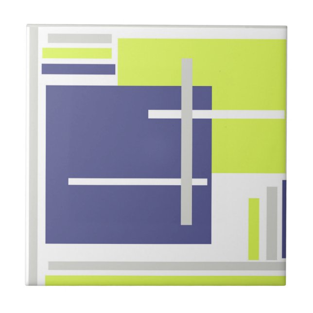 Abstract Art Lavender Blue Yellow White Ceramic Tile (Front)