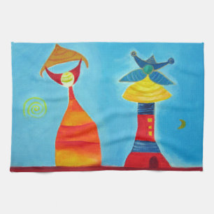 Abstract Art Love King Queen Tea Towel