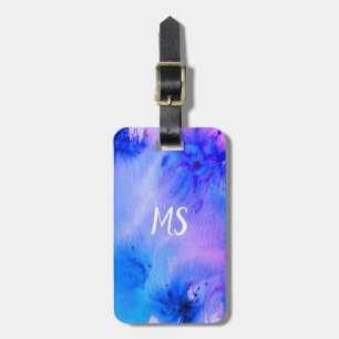 Abstract art luggage tag: customized blue purple luggage tag