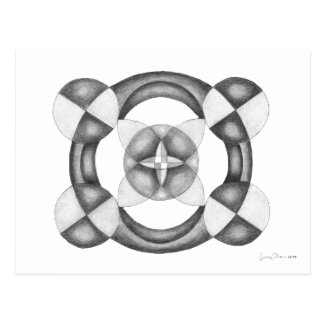 Abstract Art Mandala Black and White Postcard