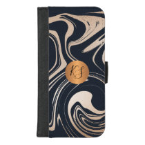Abstract art marble paint copper gold monogrammed iPhone 8/7 plus wallet case Abstract art marble paint copper gold monogrammed iPhone 8/7 plus wallet case