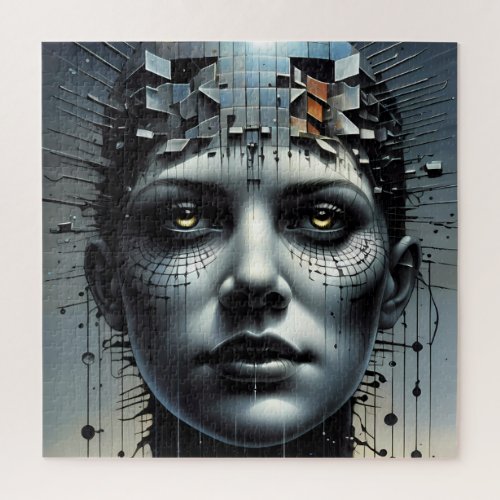 Abstract Art Matrix Girl jigsaw puzzle
