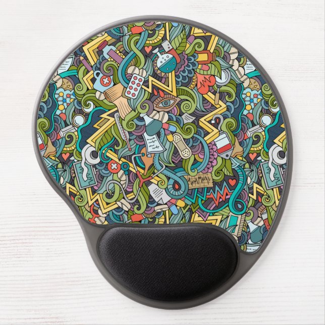 Abstract Art Medical Icon Pattern Gel Mouse Pad (Front)