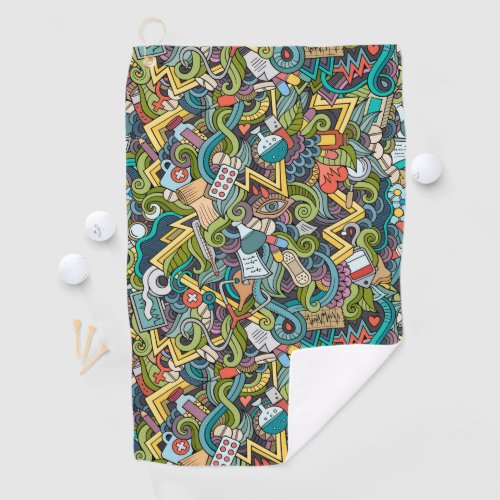 Abstract Art Medical Icon Pattern Golf Towel