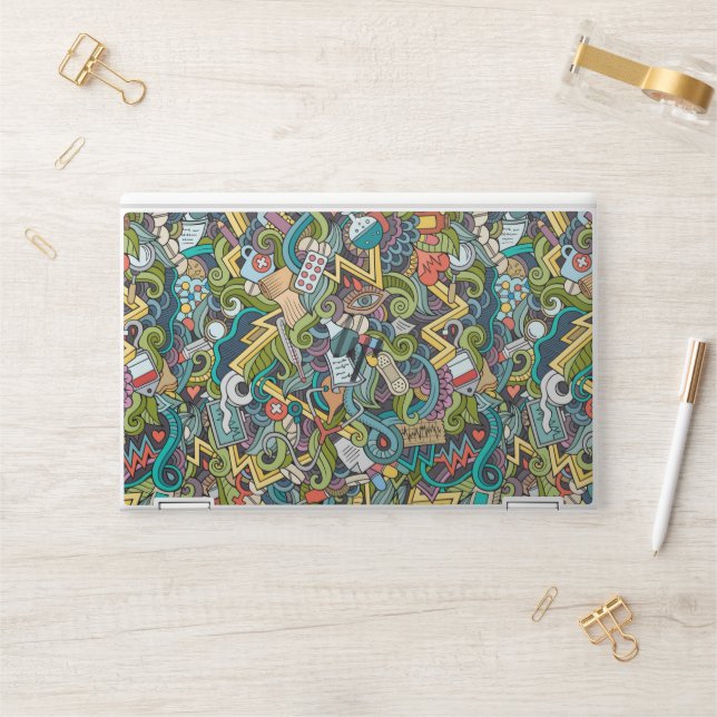Abstract Art Medical Icon Pattern HP Laptop Skin (Desk)