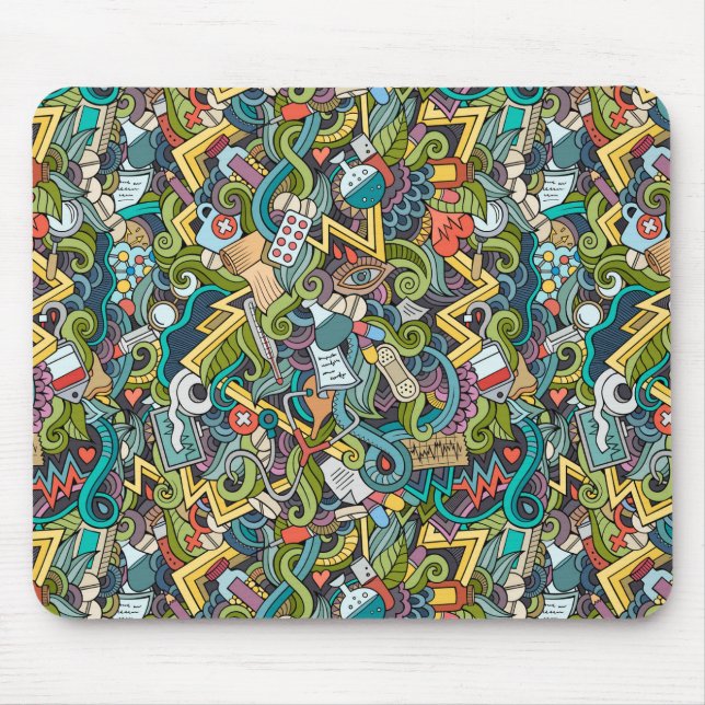 Abstract Art Medical Icon Pattern Mouse Pad (Front)