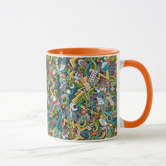 Abstract Art Medical Icon Pattern Mug (Right)