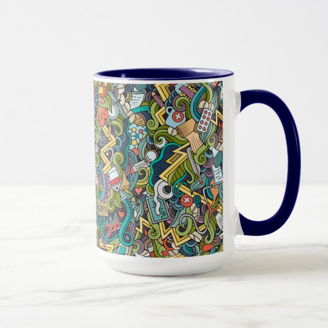 Abstract Art Medical Icon Pattern Mug (Right)