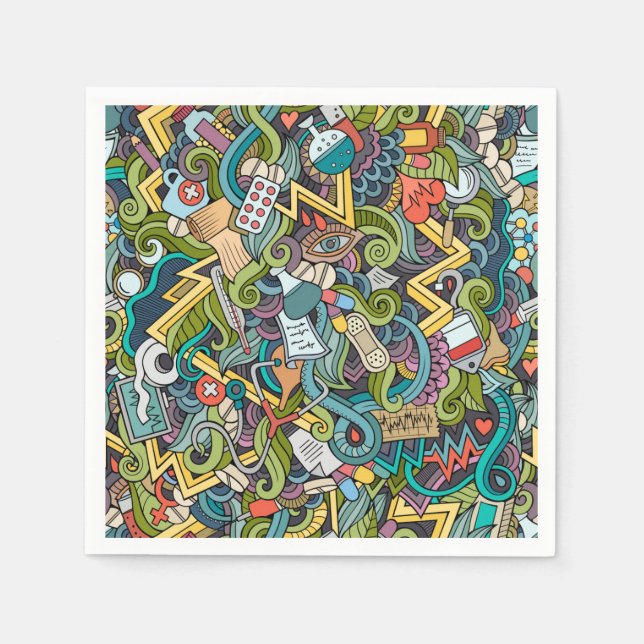Abstract Art Medical Icon Pattern Napkins (Front)