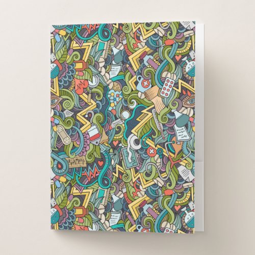 Abstract Art Medical Icon Pattern Pocket Folder