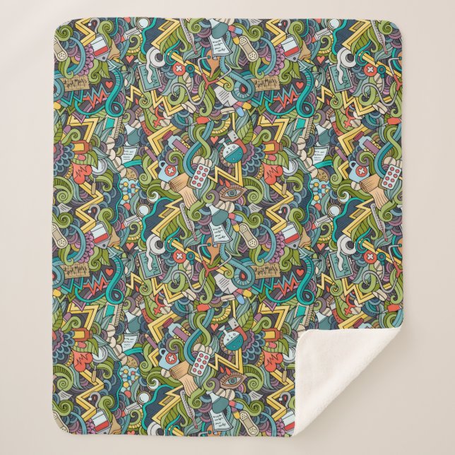 Abstract Art Medical Icon Pattern Sherpa Blanket (Front)