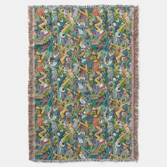 Abstract Art Medical Icon Pattern Throw Blanket (Front Vertical)