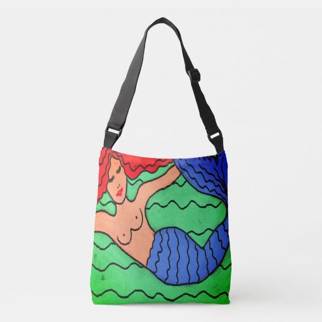 Abstract Art Mermaid Crossbody Bag (Front)