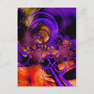 Abstract Art Metal Purple Orange Crochet Zizzago Postcard