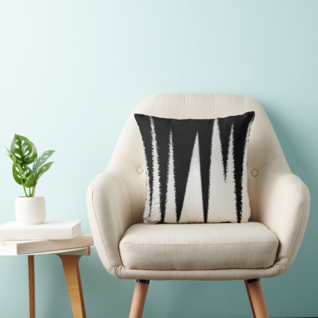 Abstract Art Minimalism Black White Lines Throw Pillow (Chair)