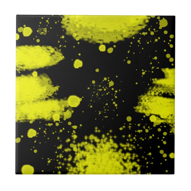 Abstract Art Minimalism Black Yellow Ceramic Tile (Front)