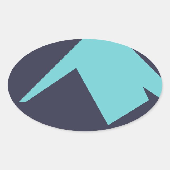 Abstract Art Minimalism Blue White Oval Sticker (Front)