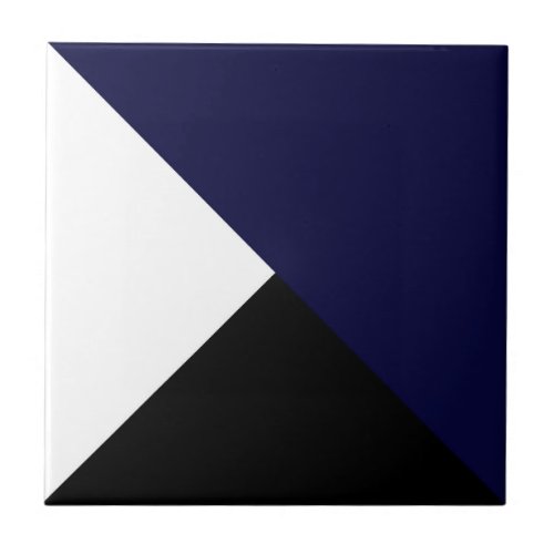 Abstract Art Minimalism Dark Blue Black White Ceramic Tile