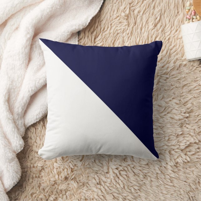 Abstract Art Minimalism Dark Blue White Throw Pillow (Blanket)