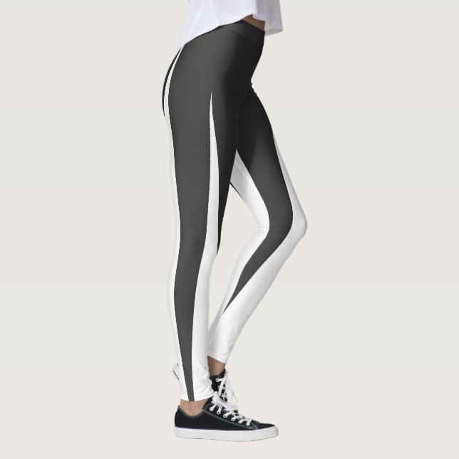 Abstract Art Minimalism Grey White Lines Leggings (Right)