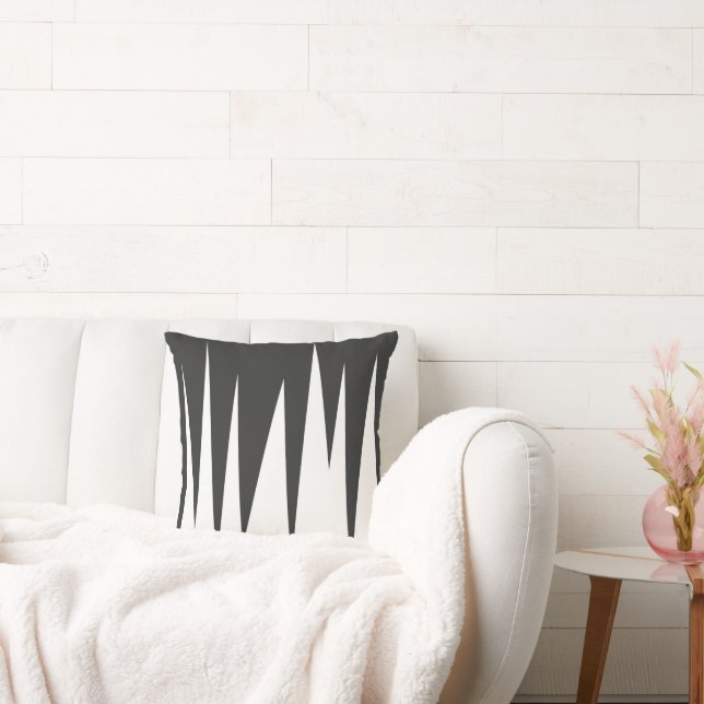 Abstract Art Minimalism Grey White Lines Throw Pillow (Couch)