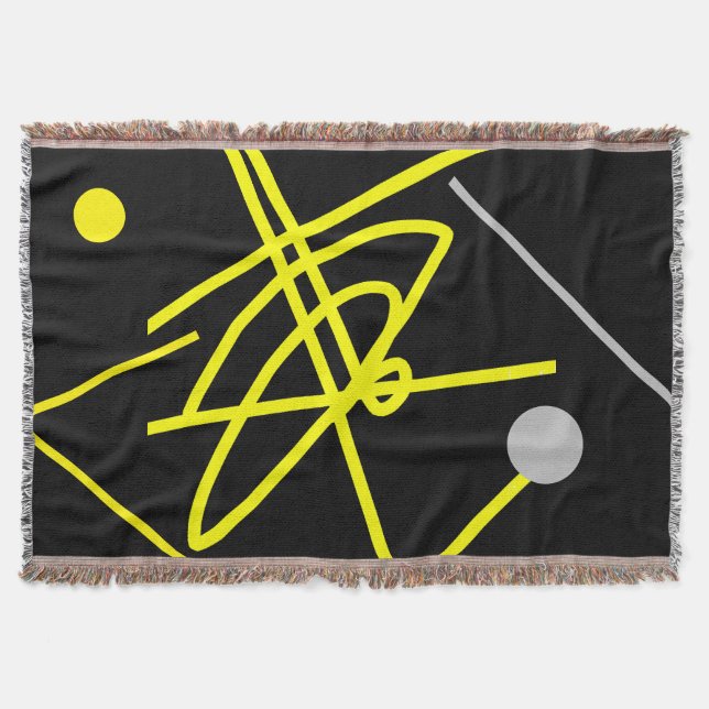 Abstract Art Minimalism Grey Yellow Dot Blanket (Front)