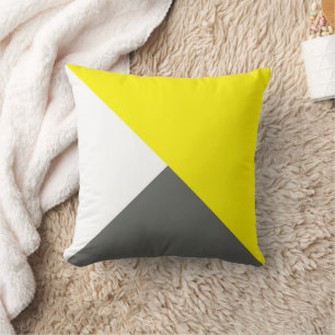 Abstract Art Minimalism Grey Yellow White Throw Pillow
