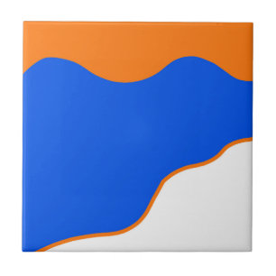 Abstract Art Minimalism Pastel Orange Blue Ceramic Tile