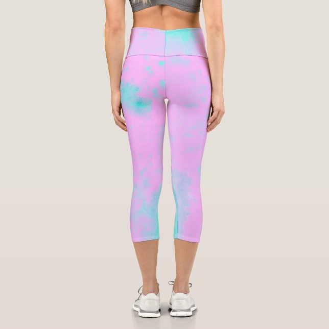 Abstract Art Minimalism Pastel Pink Capri Leggings (Back)