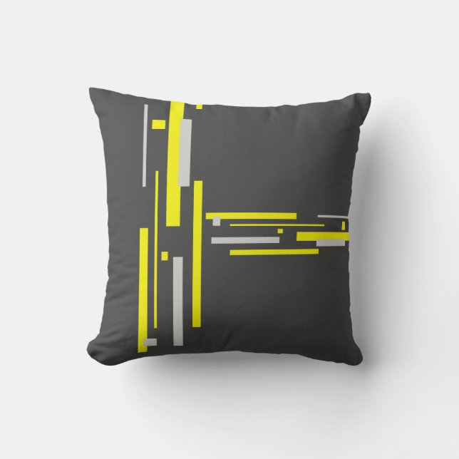Abstract Art Minimalism Yellow Grey Pillow Cushion (Front)